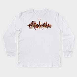 Denver Skyline Silhouette Kids Long Sleeve T-Shirt